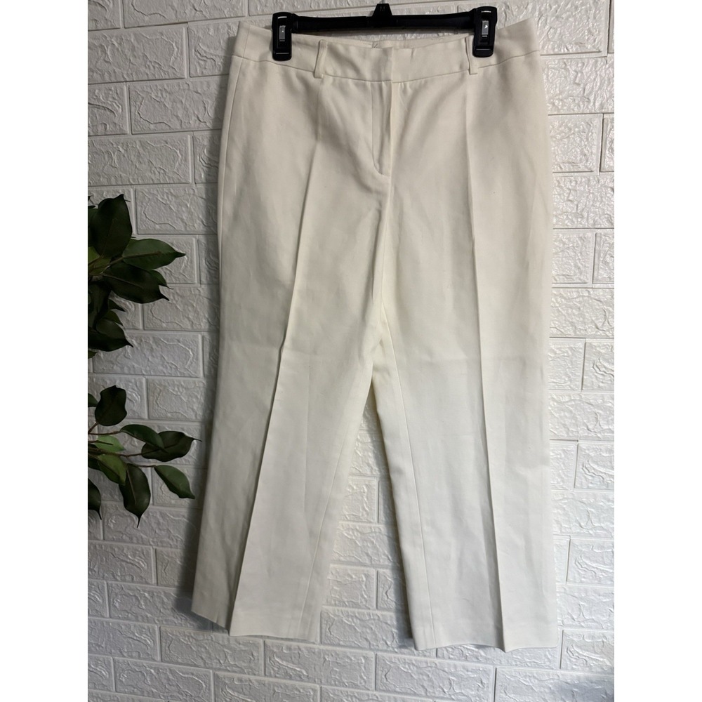 Evan Picone Dress Pants Womens 10P Cream Stretch Cotton Petite Trousers
